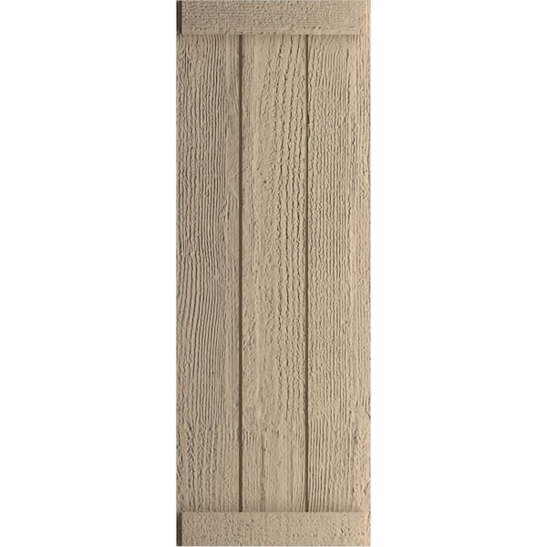 Rustic Three Board Joined Board-n-Batten Rough Sawn Faux Wood Shutters W/End Batten, 16 1/2W X 34H